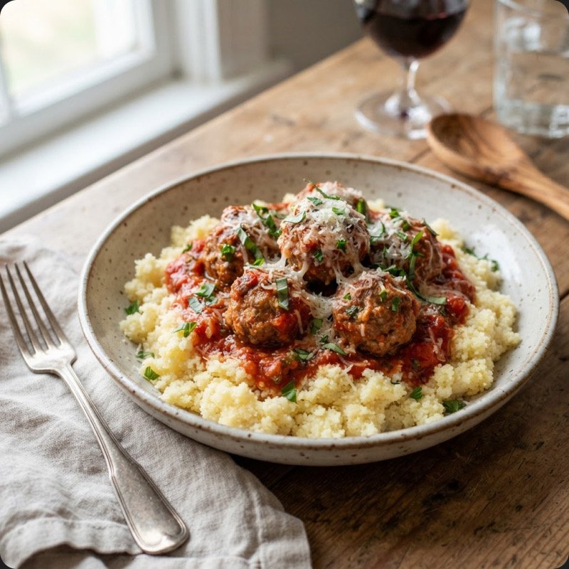 Beef Meatballs with Tomato Sauce & Semolina