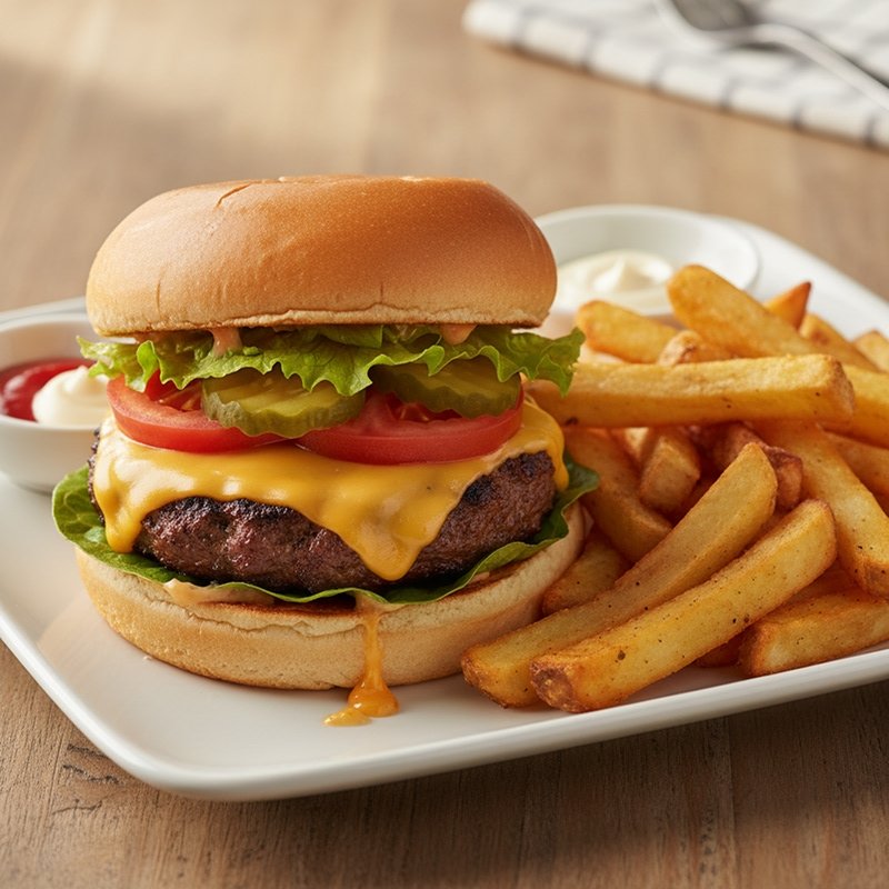 Cheese burger with Hoven Fries