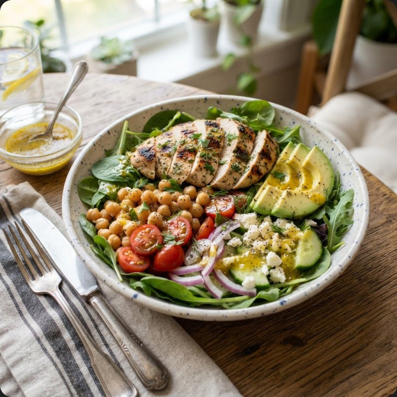 Chicken Salad with Chickpeas & Avocado