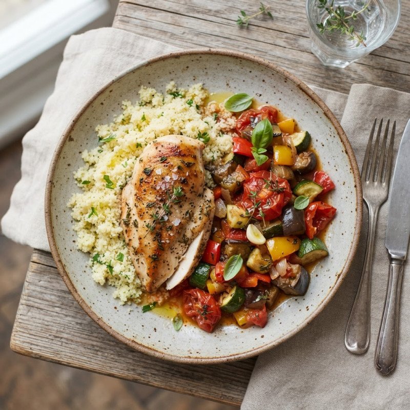 Chicken with Semolina & Ratatouille