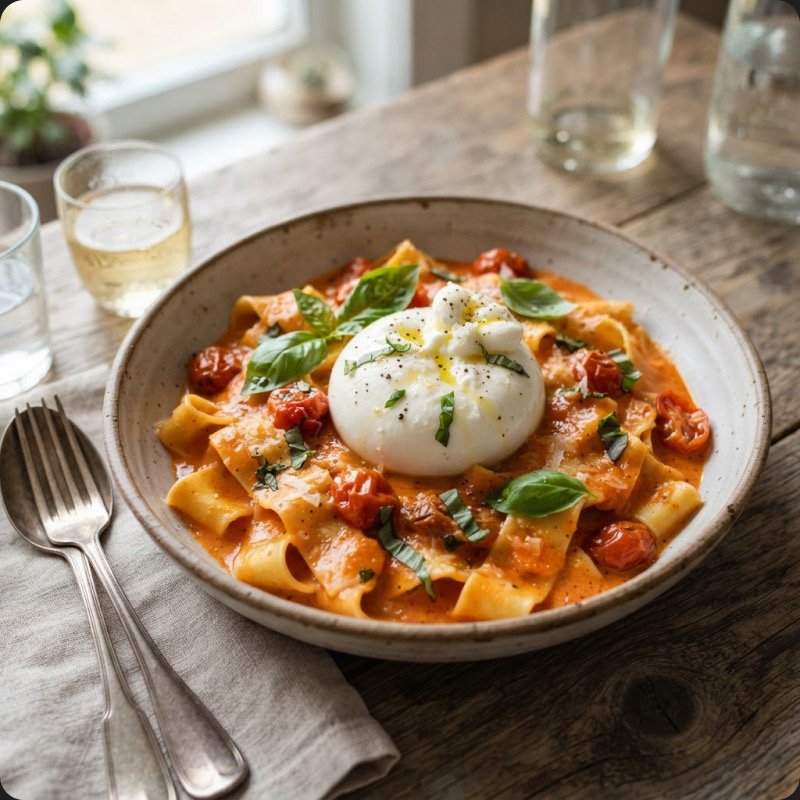 Creamy Tomato Pasta with Burrata