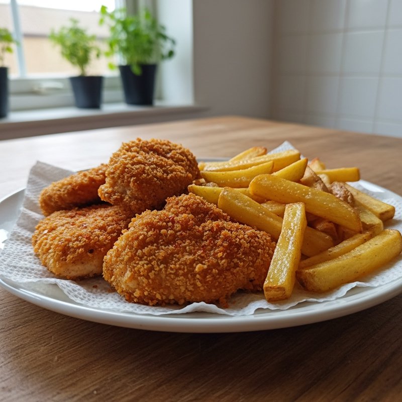 Crispy chicken and fries