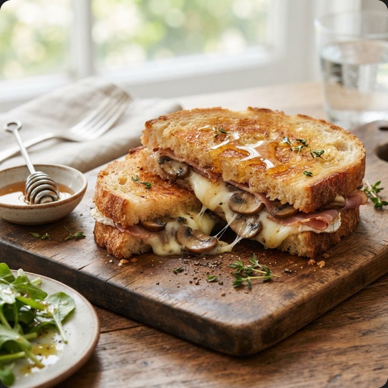 Goat Cheese, Honey & Mushroom Grilled Cheese
