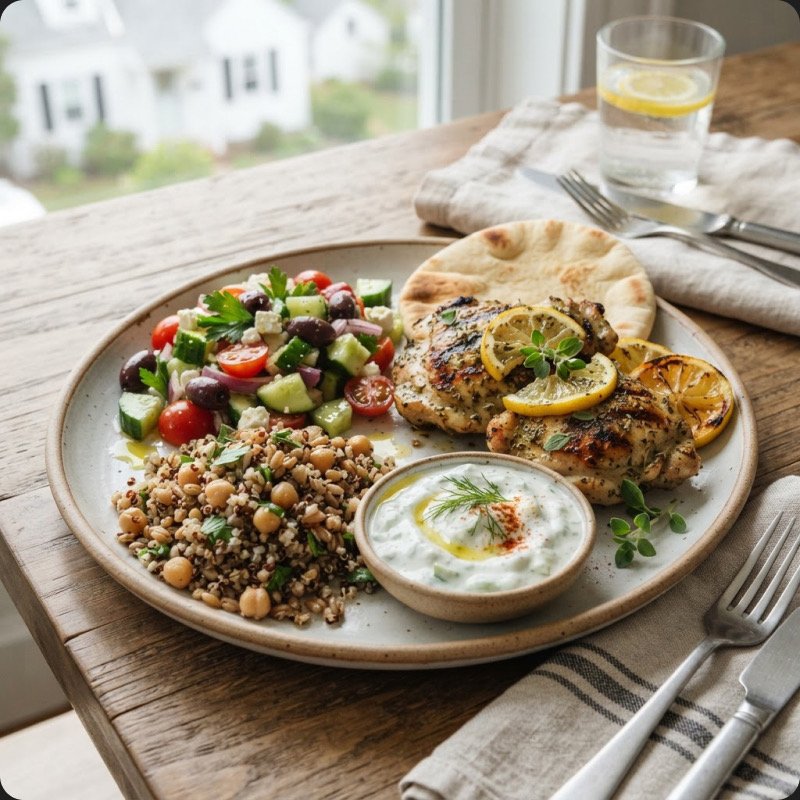 Greek-Style Chicken with Grain Medley