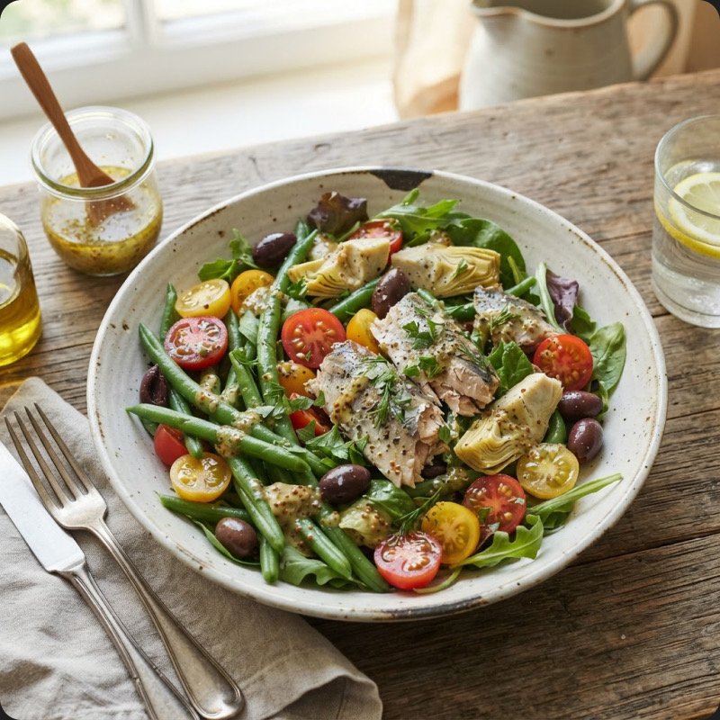 Green Bean, Tomato & Mackerel Salad