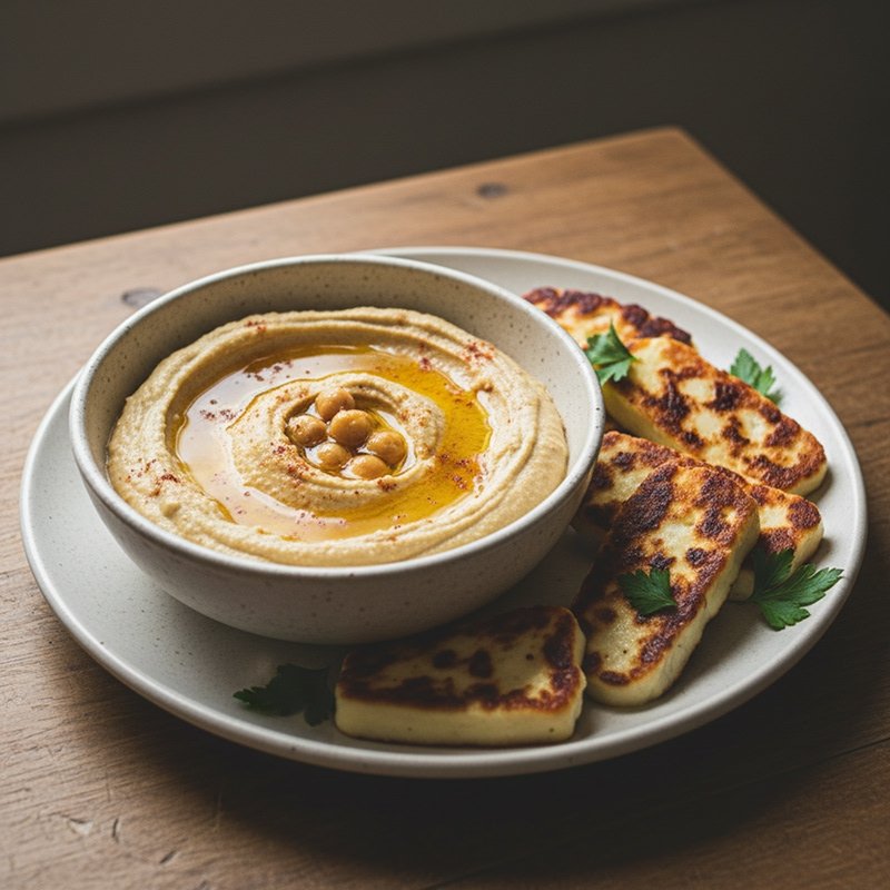 Homemade Hummus and halumni
