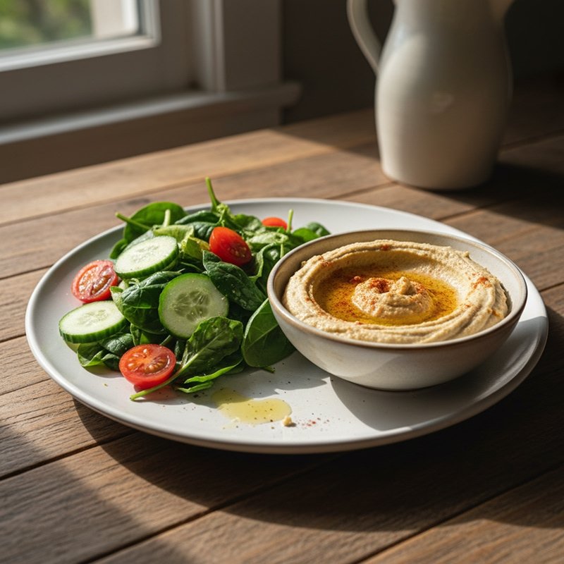 Homemade Hummus and salad