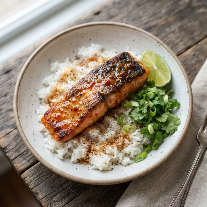 Marinated Salmon with Rice