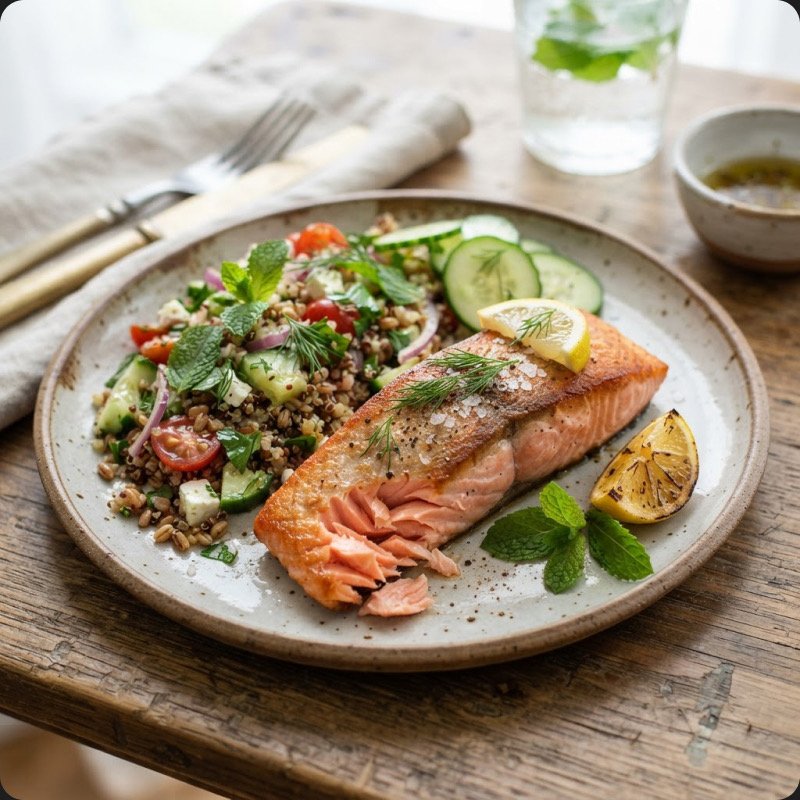 Medium-Rare Salmon with Lemon Salad