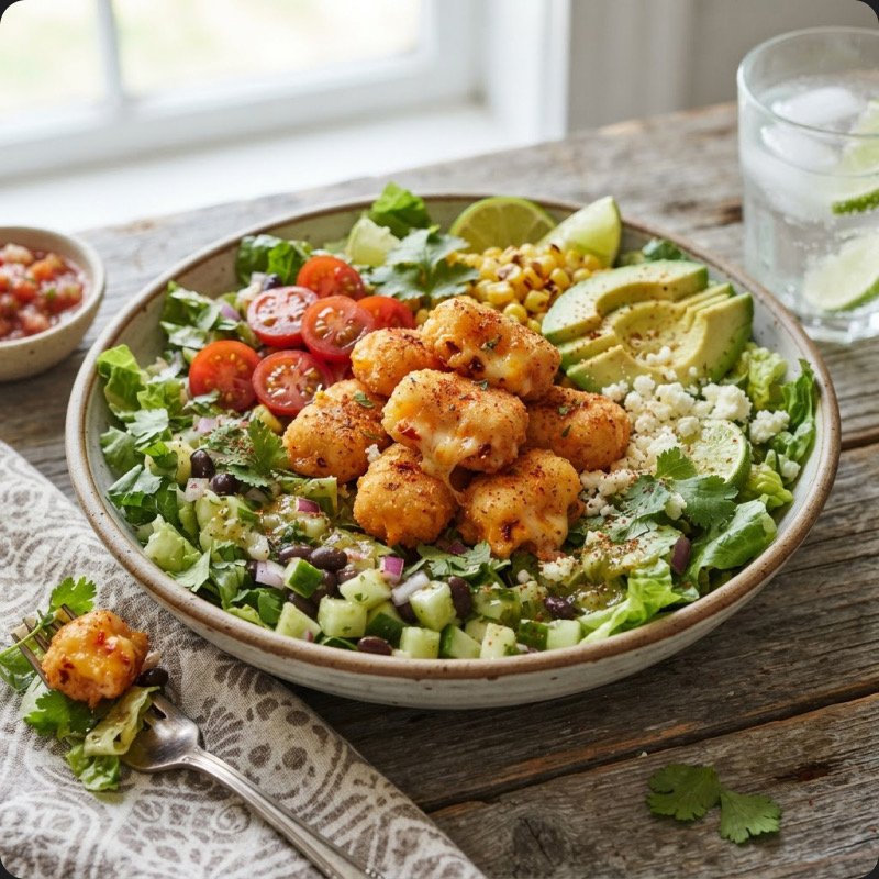 Mexican-Style Salad with Chili Cheese Nuggets
