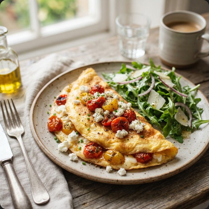 Omelette with Roasted Tomatoes & Fresh Goat Cheese