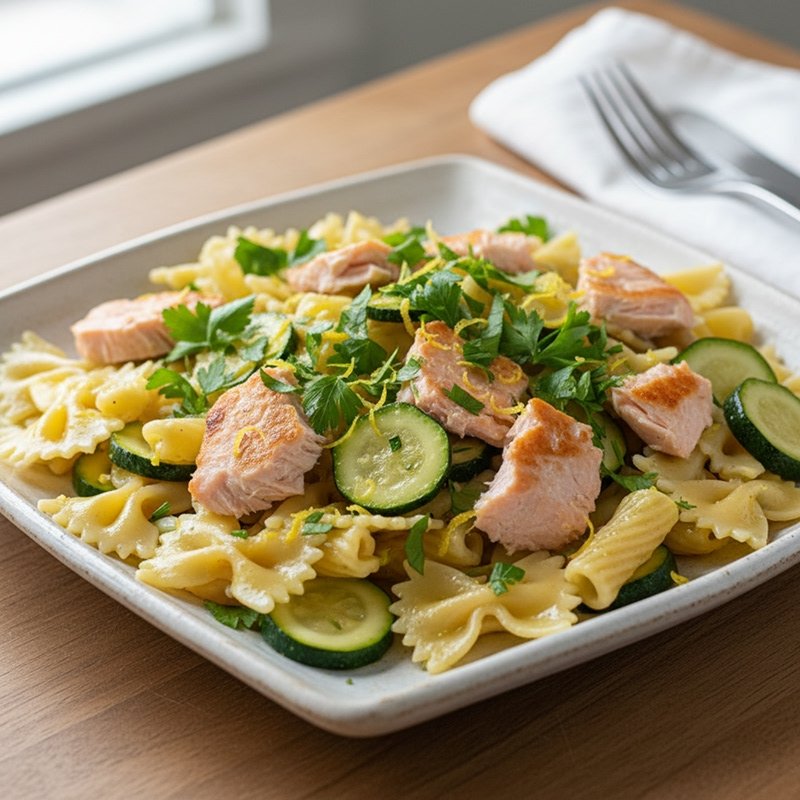 Pasta Salad with Salmon and Zucchini