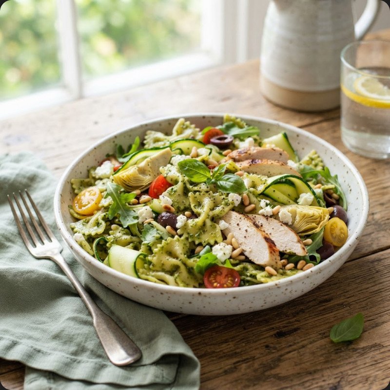 Pasta Salad with Zucchini, Chicken & Feta