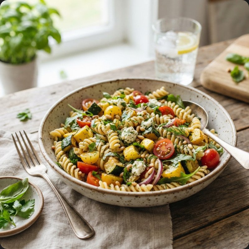 Pasta Salad with Zucchini, Tomatoes & Boursin
