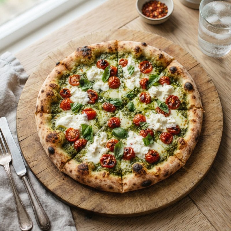 Pesto, Tomato & Burrata Pizza