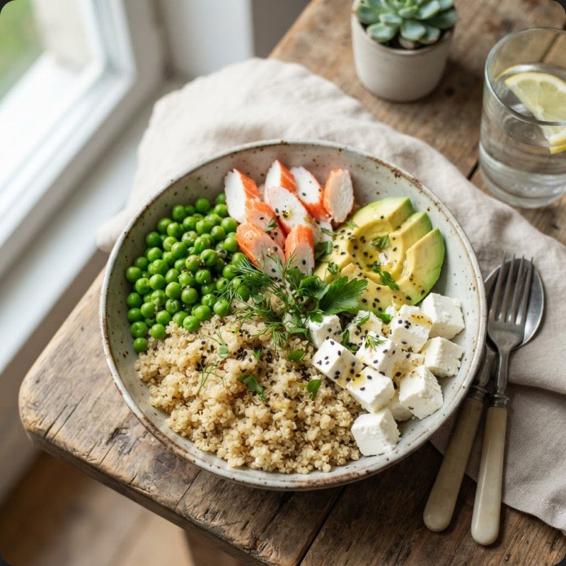 Quinoa Bowl with Surimi & Feta