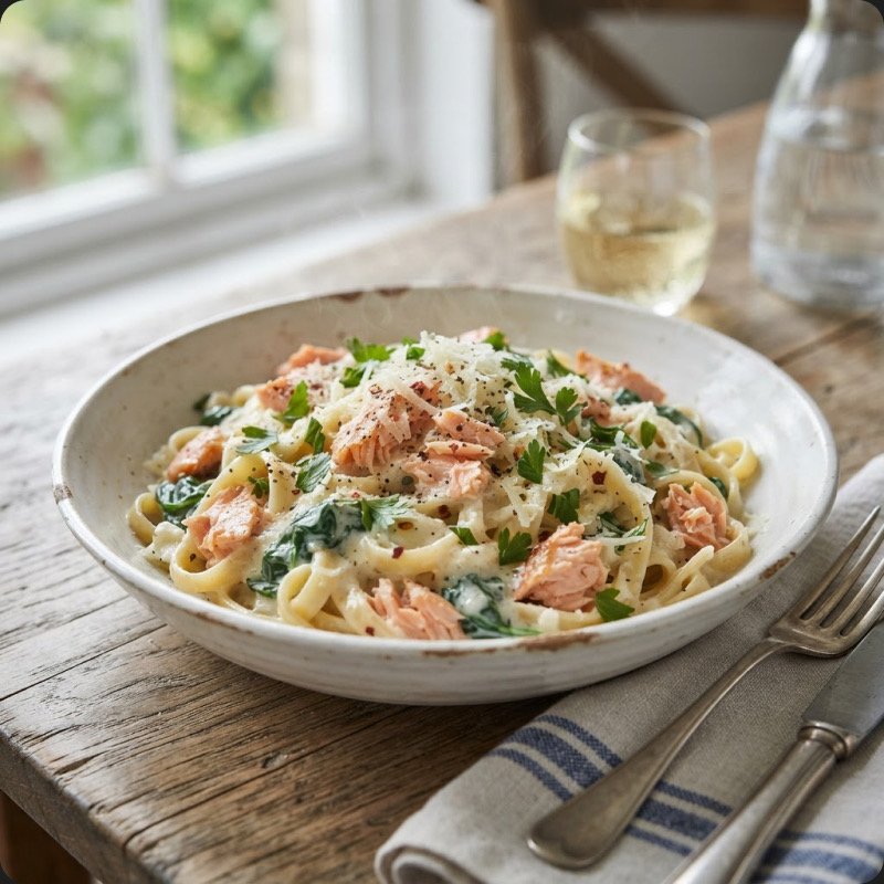 Salmon Alfredo Pasta