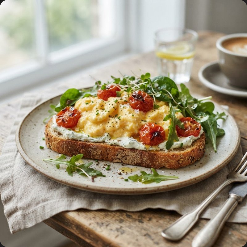 Scrambled Egg & Cherry Tomato Toasts